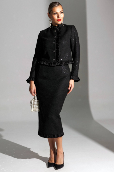 Жакет, юбка Мода Юрс 25-2941 черный - фото 8