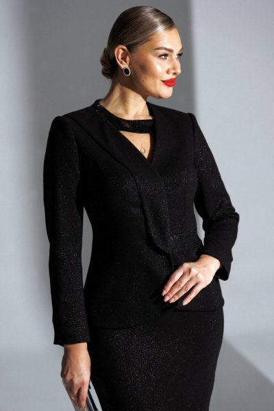 Жакет, юбка Мода Юрс 25-2888 черный - фото 6