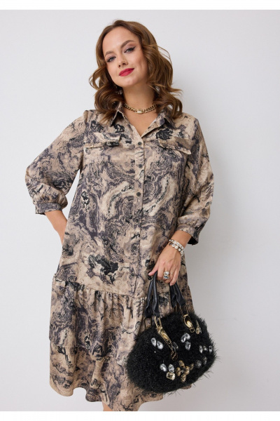 Платье Твой имидж 2281 бежевый_с_принтом - фото 6