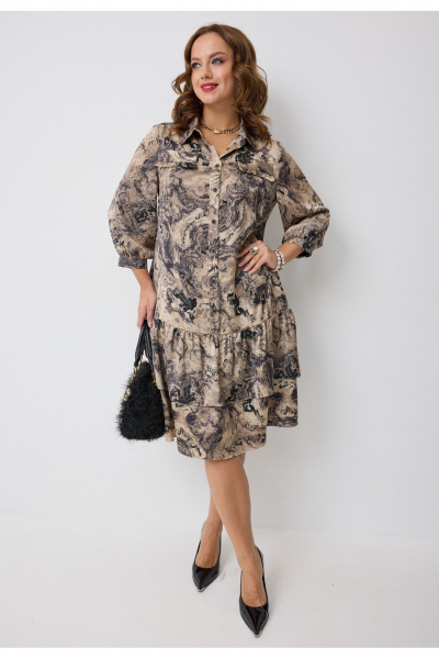 Платье Твой имидж 2281 бежевый_с_принтом - фото 5