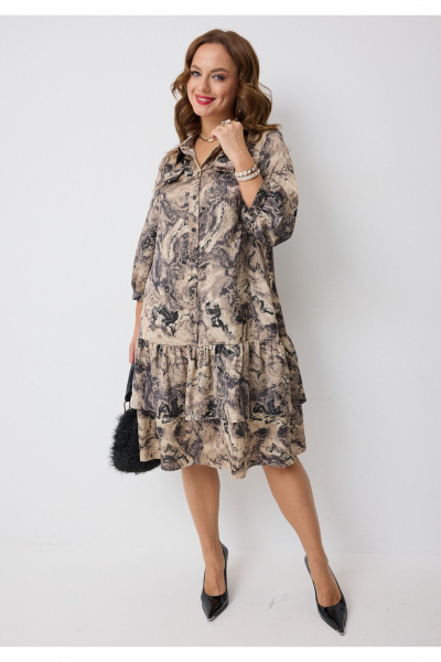 Платье Твой имидж 2281 бежевый_с_принтом - фото 3