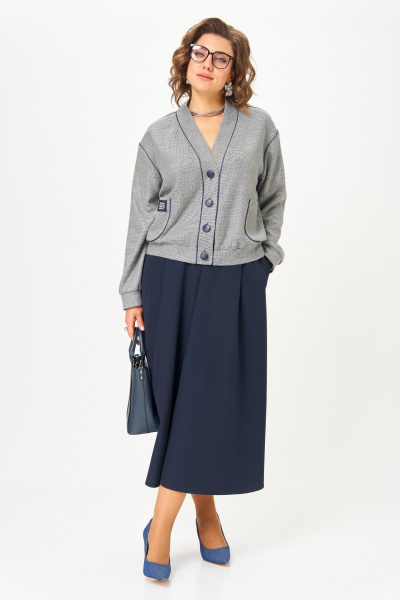 Бомбер, юбка Aira Style 24131 синий - фото 9