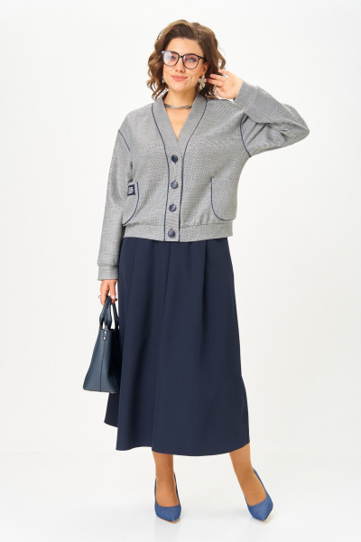 Бомбер, юбка Aira Style 24131 синий - фото 1