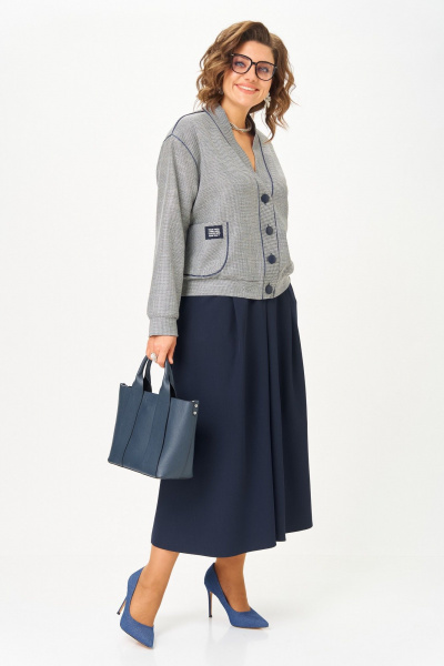 Бомбер, юбка Aira Style 24131 синий - фото 7