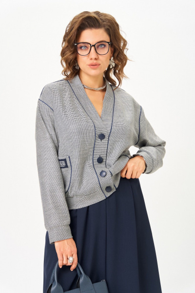 Бомбер, юбка Aira Style 24131 синий - фото 6