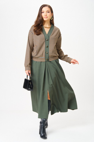 Бомбер, юбка Aira Style 24131-1 зеленый - фото 6