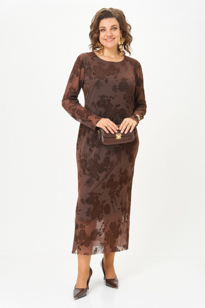 Платье Aira Style 24430 коричневый - фото 4