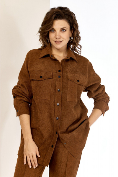 Брюки, рубашка AVA fashion М-161 коричневый - фото 7