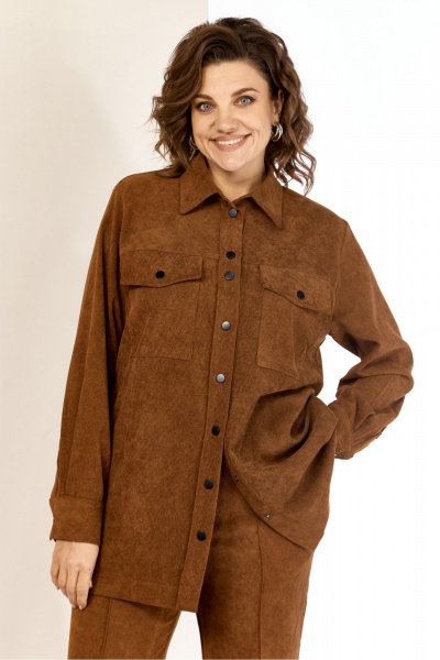 Брюки, рубашка AVA fashion М-161 коричневый - фото 6