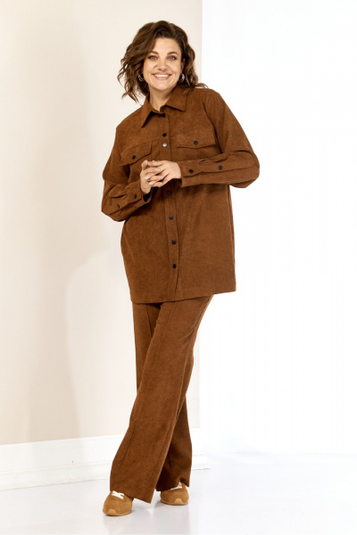 Брюки, рубашка AVA fashion М-161 коричневый - фото 2