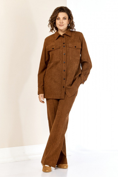 Брюки, рубашка AVA fashion М-161 коричневый - фото 1
