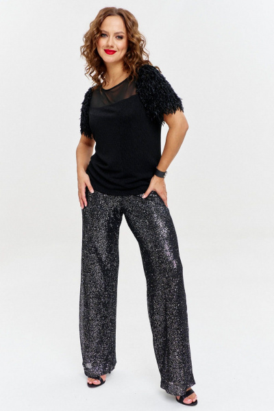 Брюки AVE RARA 4156 черно-серебристый - фото 1