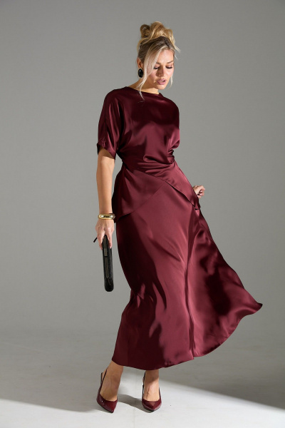 Блуза, юбка LM К1180114 бордовый - фото 5