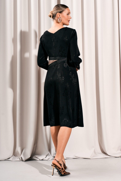 Платье с бусинками, сеткой и V-образным вырезом Lissana 4834 черный - фото 7