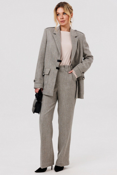 Брюки, жакет Faufilure С1576 серо-бежевый - фото 1