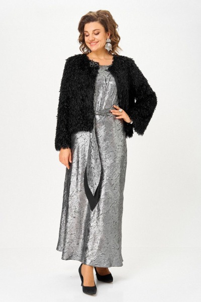Жакет, платье Koketka i K 1332 серебристый+черный - фото 10