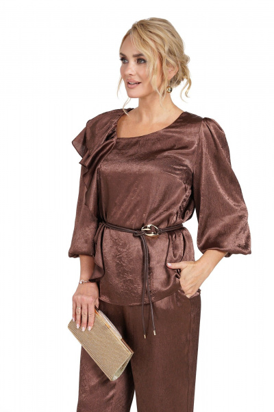 Блуза, брюки Alani Collection 2479 капучино - фото 6