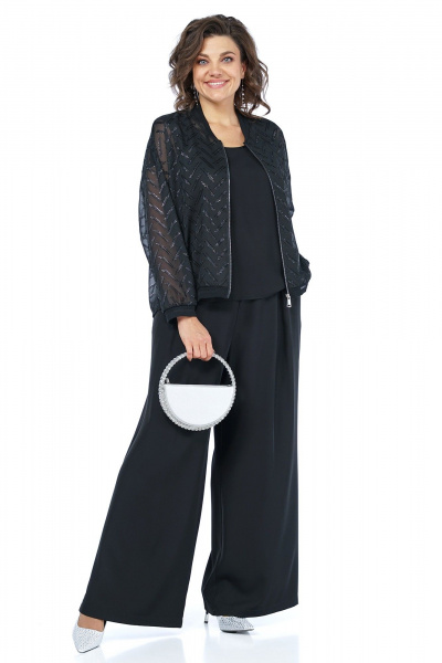 Блуза, бомбер, брюки Alani Collection 2485 черный - фото 1