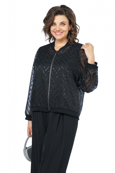 Блуза, бомбер, брюки Alani Collection 2485 черный - фото 7