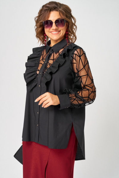 Блуза EVA GRANT 7174-1В черный - фото 8