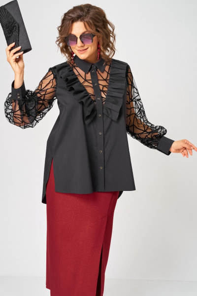Блуза EVA GRANT 7174-1В черный - фото 7