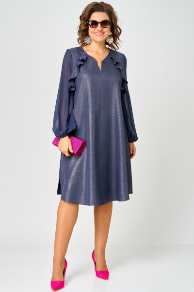 Платье EVA GRANT 7322А синий_баклажан - фото 1