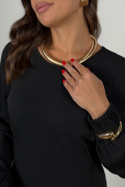 Полуприлегающее платье с драпировкой и разрезом DAVA 1197 черный - фото 12