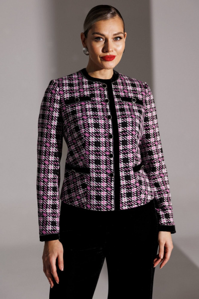 Брюки, жакет Мода Юрс 25-2950 черный_сирень - фото 3