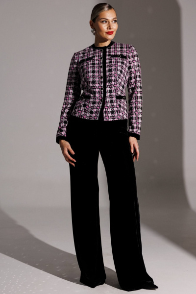 Брюки, жакет Мода Юрс 25-2950 черный_сирень - фото 1