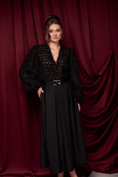 Блуза из фактурной ткани с пуговицами Mixan 2083 - фото 4