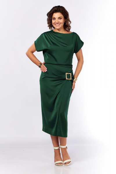 Платье Ольга Стиль С-902 зеленая_бутылка - фото 14