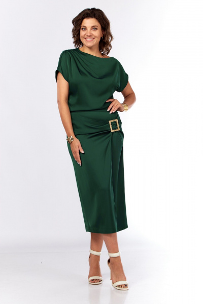 Платье Ольга Стиль С-902 зеленая_бутылка - фото 12