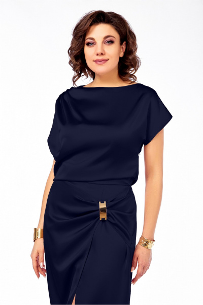 Платье Ольга Стиль С-902 синий - фото 2