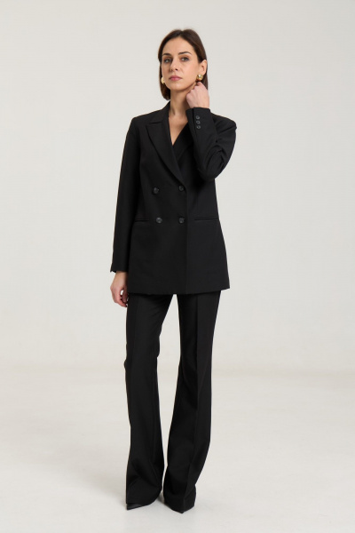 Черные широкие брюки с высокой посадкой и классическим кройом THE NAME 2272 - фото 6