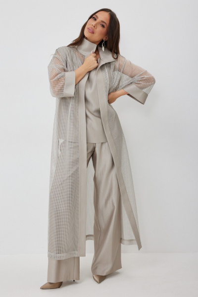 Брюки, кардиган, топ Магия моды 2654 бежево-серый - фото 7