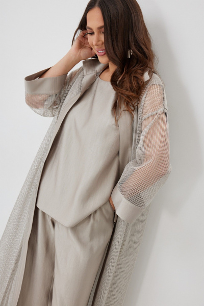 Брюки, кардиган, топ Магия моды 2654 бежево-серый - фото 5