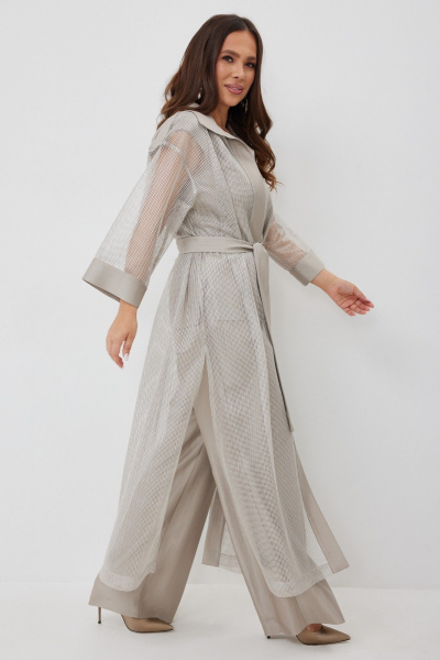 Брюки, кардиган, топ Магия моды 2654 бежево-серый - фото 3