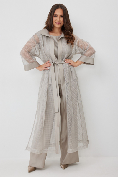 Брюки, кардиган, топ Магия моды 2654 бежево-серый - фото 1