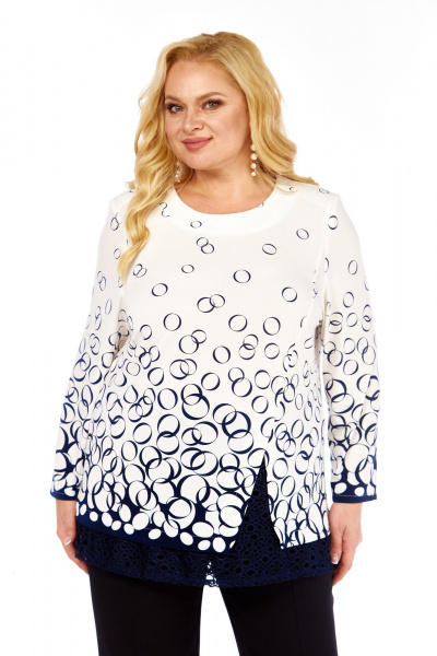 Блуза Abbi 4073 бело-синий_принт - фото 1