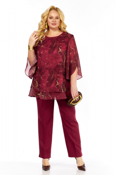 Блуза, брюки Элль-стиль 2213/10 винный - фото 12