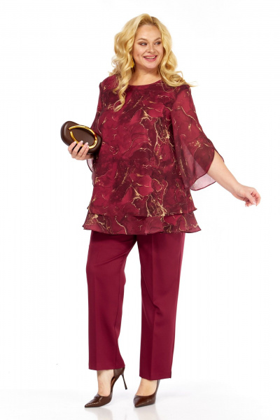 Блуза, брюки Элль-стиль 2213/10 винный - фото 10