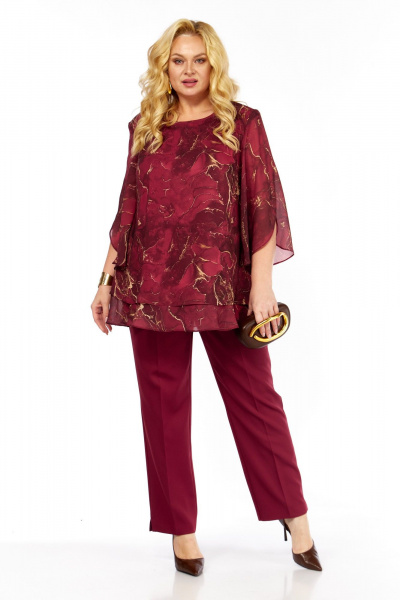 Блуза, брюки Элль-стиль 2213/10 винный - фото 9