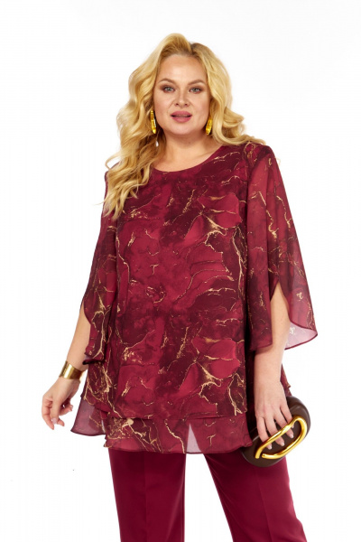 Блуза, брюки Элль-стиль 2213/10 винный - фото 6
