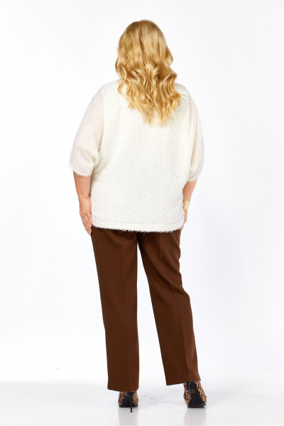 Блуза, брюки Элль-стиль 2423 молоко_корица - фото 9