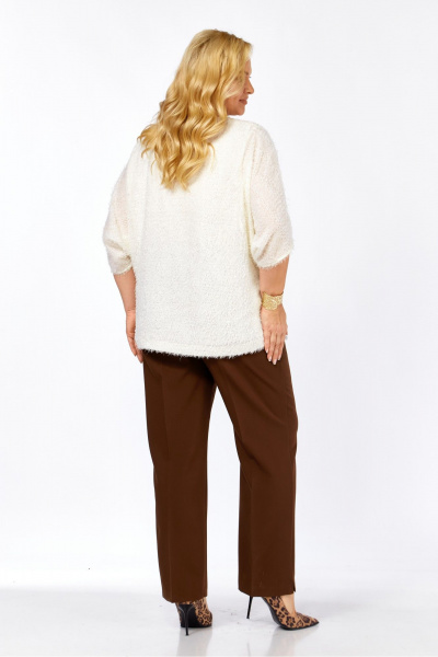 Блуза, брюки Элль-стиль 2423 молоко_корица - фото 8