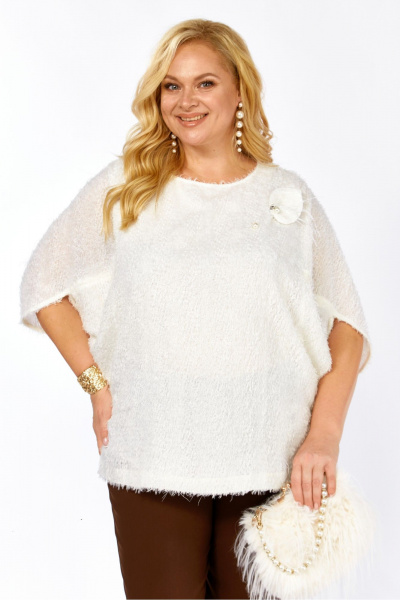 Блуза, брюки Элль-стиль 2423 молоко_корица - фото 6