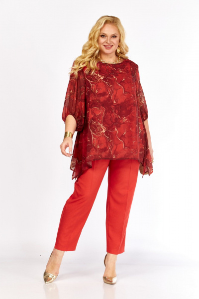 Блуза, брюки Элль-стиль 2263/13 красный - фото 11