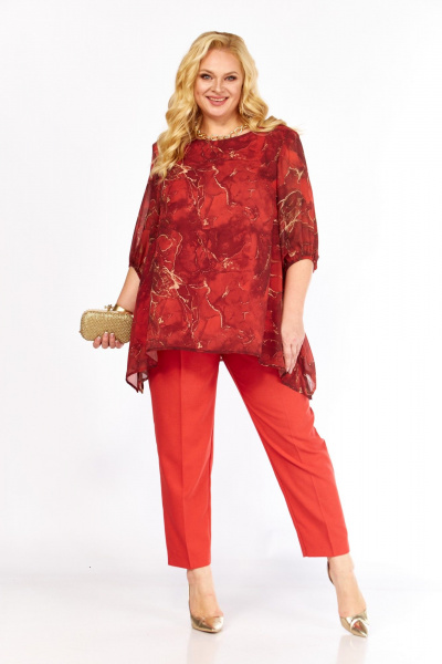 Блуза, брюки Элль-стиль 2263/13 красный - фото 10