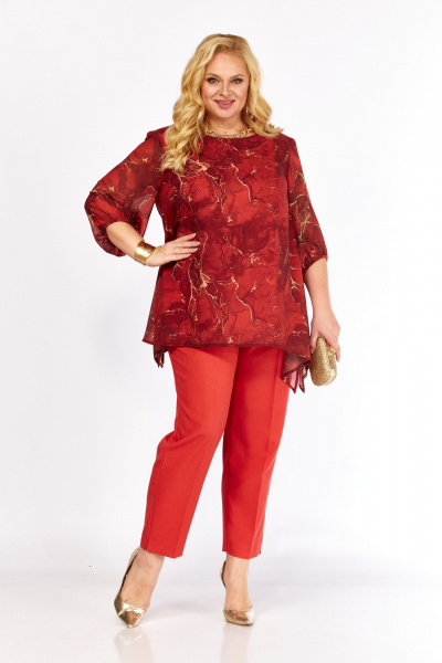 Блуза, брюки Элль-стиль 2263/13 красный - фото 9