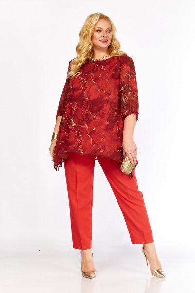 Блуза, брюки Элль-стиль 2263/13 красный - фото 8